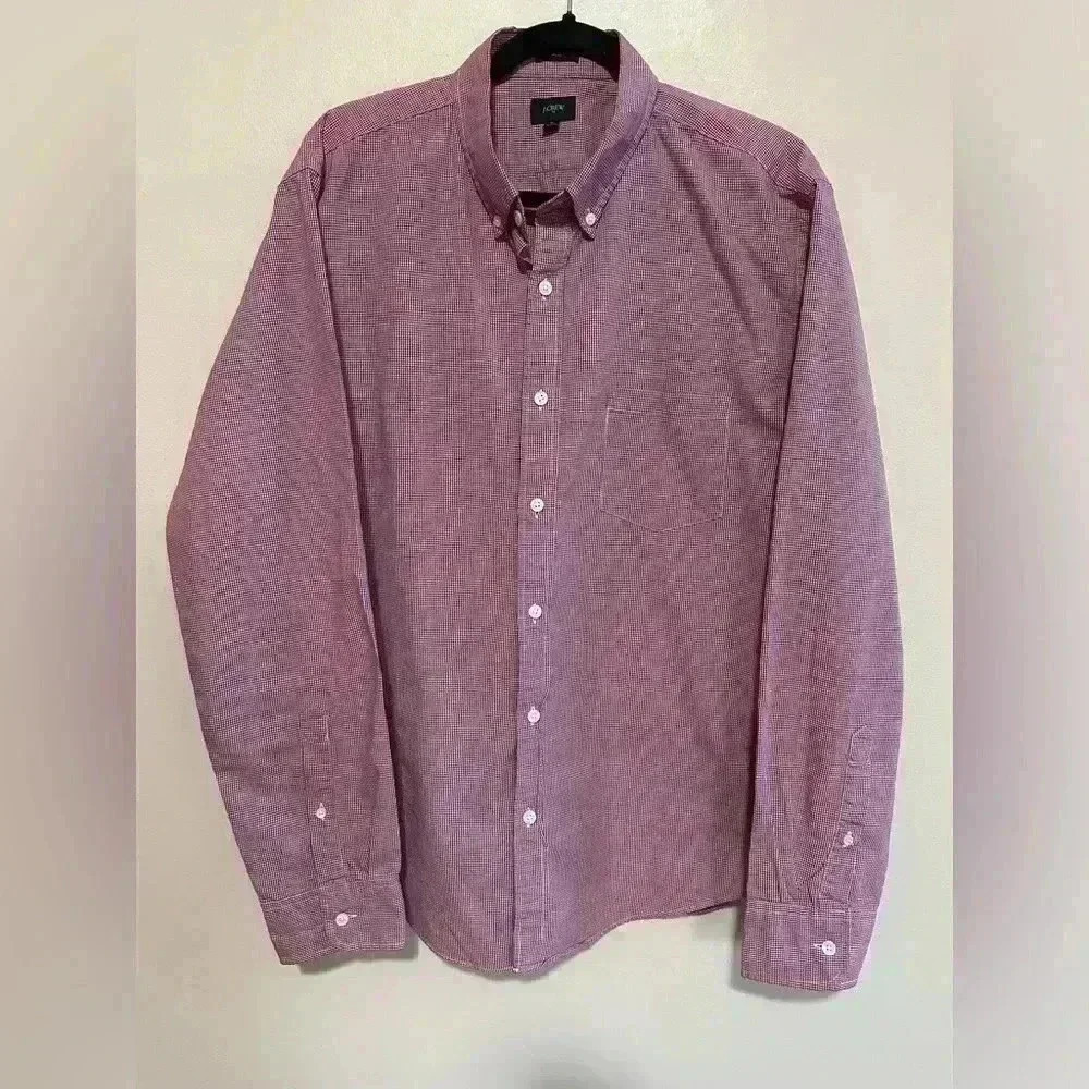 J Crew Slim Fit Red Check Oxford - Size XL
